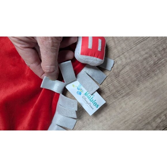 Disney Parks  Babies Red & Gray Plush Baby Lovey Blanket With Fringe Trim 12" - Picture 4 of 8